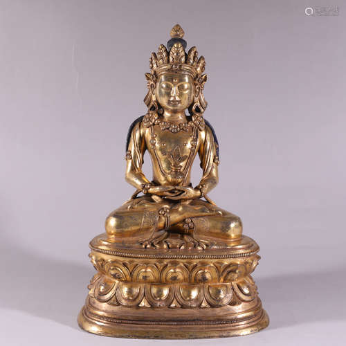 A Chinese Gild Copper Statue of Amitayus