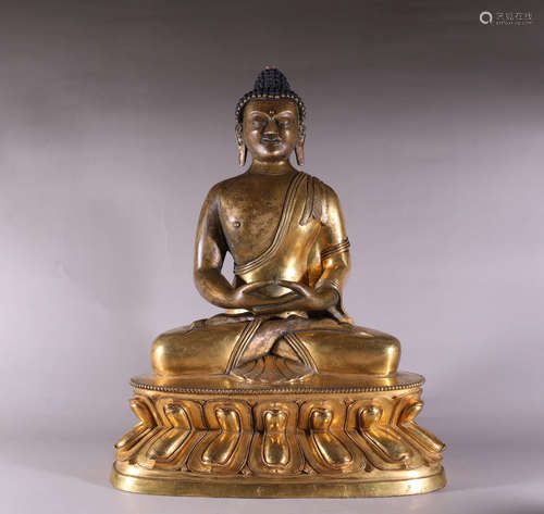 A Chinese Gild Copper Sttue of Amitabha Buddha