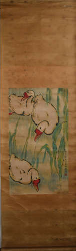 A Chinese Goose Painting, Xu Beihong Mark