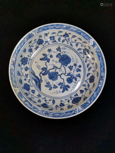 A Chinese Blue and White Dragon Pattern Porcelain Plate