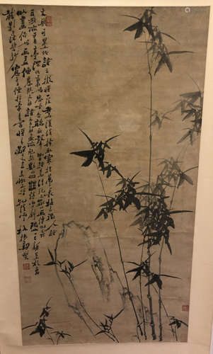 A BAMBOO PATTERN VERTICAL AXIS PAINTING