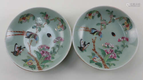 PAIR OF DOUQING CELADON DISHES