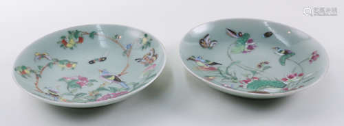 PAIR OF DOUQING CELADON DISHES