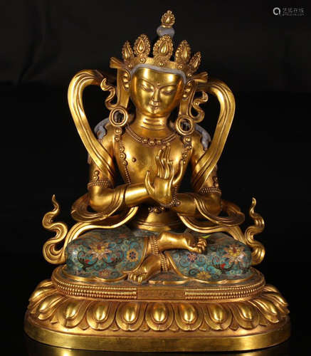 A GILT BRONZE LONGEVOUS BUDDHA