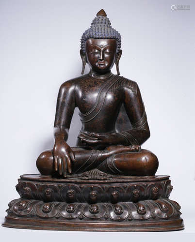 A COPPER SAKYAMUNI BUDDHA