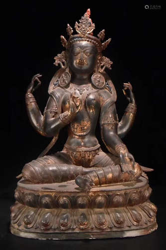 A GILT BRONZE CASTED BUDDHA STATUE