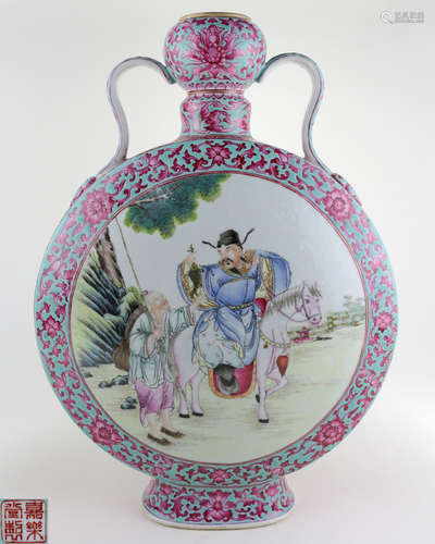 A JIALETANG ZHI MARK FAMILLE-ROSE VASE