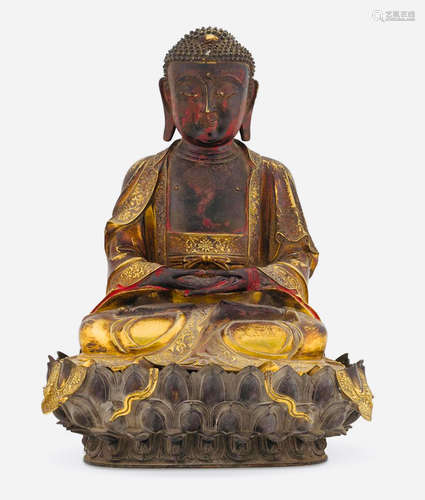 MING GILT BRONZE FIGURE OF AMITABHA BUDDHA