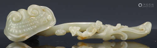 A HETIAN JADE CARVED DRAGON RUYI