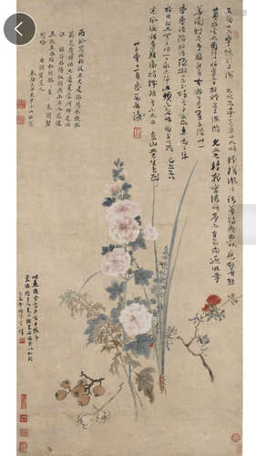 SOTHEBY'S FLOWER PATTERN VERTICAL AXIS PAINTING