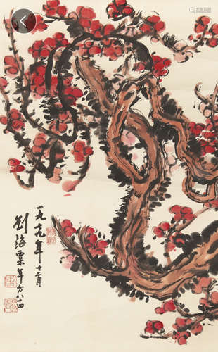 SOTHEBY'S FLOWER PATTERN VERTICAL AXIS PAINTING