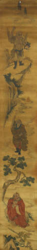 SOTHEBY'S ARHAT BUDDHA PATTERN VERTICAL AXIS PAINTING