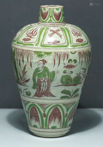 A GLAZE MEIPING VASE PAINTED WITH FIGURE