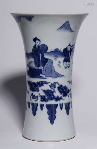 A BLUE&WHITE GLAZE VASE PAINTED WITH FIGURE