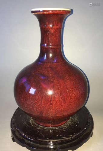 A RED KILN GLAZE VASE