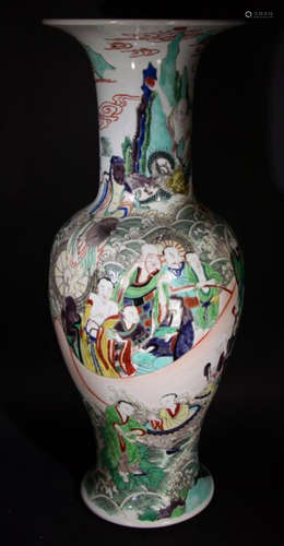 A WUCAI GLAZE STORY PATTERN ZUN VASE