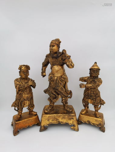 Set of Gilt-Bronze Warrior Figures, Qing Dynasty