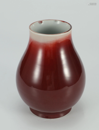 Chinese Flambe Red Glaze Vase, Qing Dynasty