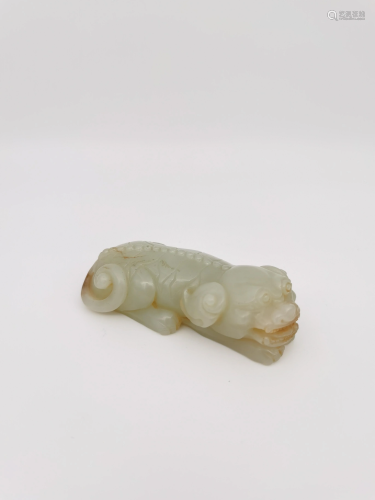 Chinese Celadon Jade Mythical Beast, Qing Dynasty
