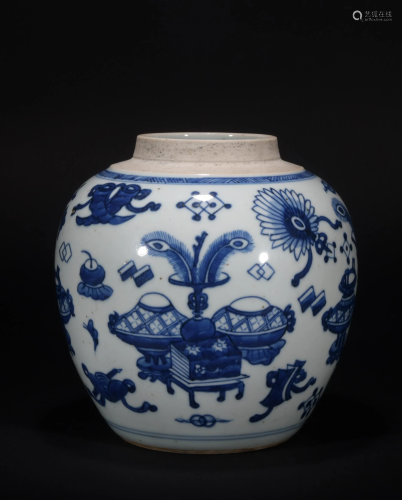 Chinese Blue and White 'Antiques' Jar