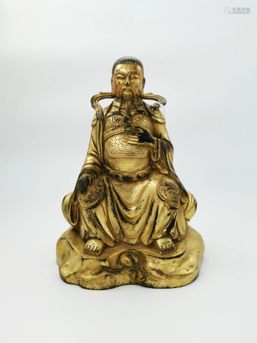 Chinese Gilt Bronze Figure of Taoist God, 17th/18…