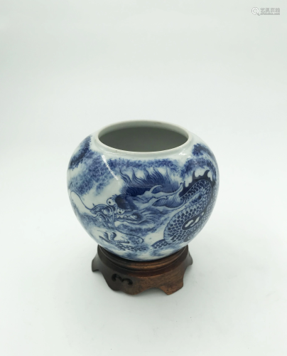 Chinese Blue and White Dragon Washer, 19th/20th c.