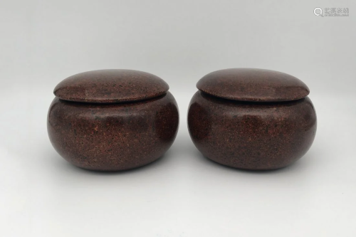 Pair of Chinese Porcelain 'Go' Boxes