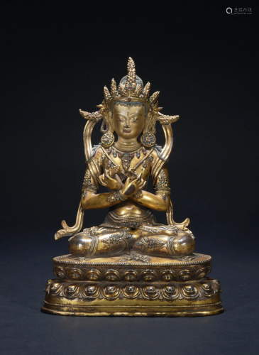Gilt Bronze Bodhisattva Figure, 17th C. or later