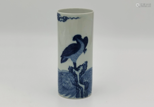 Chinese Blue and White 'Eagle' Cylinder, 18th/19th c.