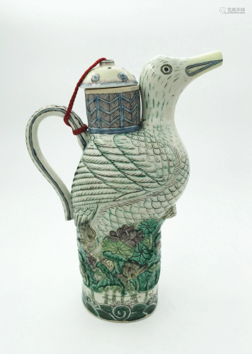 Chinese Sancai Glaze 'Duck' Ewer, 18th/19th C.