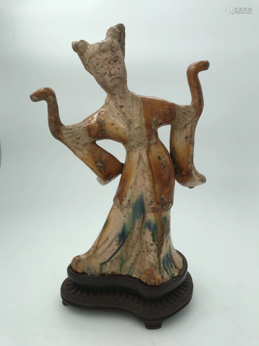 Chinese Sancai Figure of Dancing Lady, Tang Dynasty