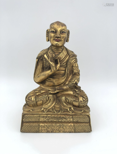 Sino-Tibetan Gilt-Bronze Figure of Lama, 18/19th c.