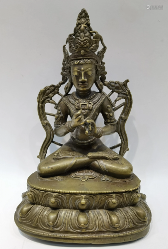 Antique Himalayan Copper Alloy Bodhisattva