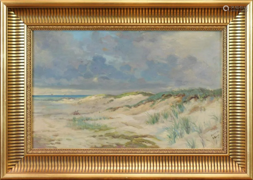 Oil on canvas, Coastal Scene