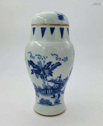 Chinese Blue and White Figures Vase, Qing