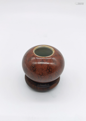 Chinese red glazed waterpot, Qing