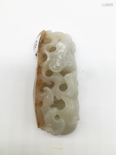 Chinese White Jade 'Double Gourd' Toggle, Qing