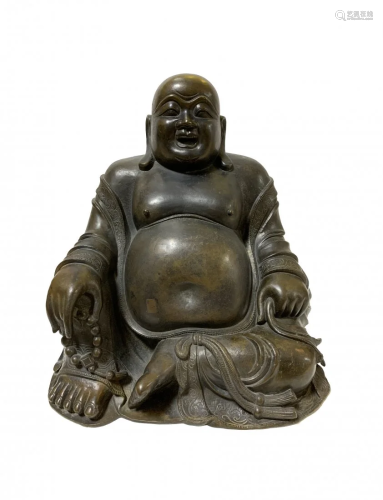 Chinese Bronze Figure of Laughing Buddha, Qing Dy…