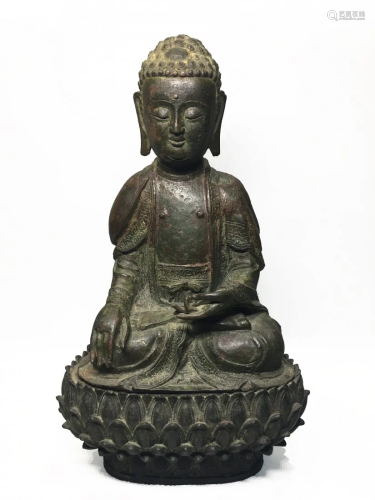Chinese Bronze Shakyamuni Statue, 16th/17th…