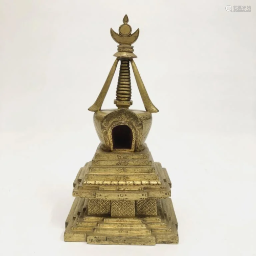 Chinese Gilt Bronze Pagoda
