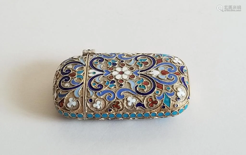 19C Russian Silver Enamel Match Holder