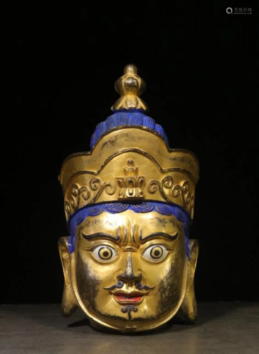 Republican Chinese Gilt Bronze Buddha Head