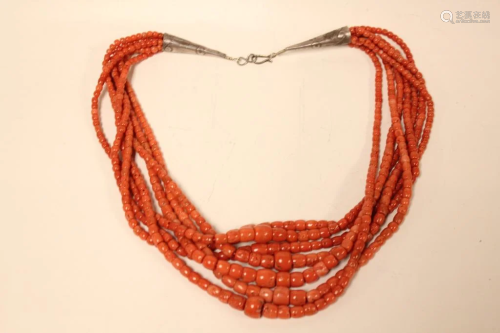Chinese Necklace Coral w 7 Strings