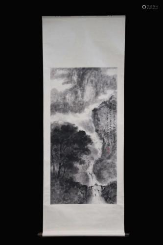 Chinese Ink Color Scroll Landscape Painting
