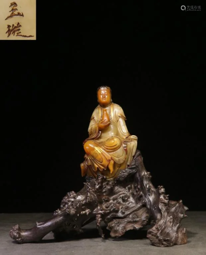 Chinese Soapstone Hand Carved Guanyin