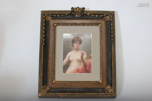 Porcelain Plaque W Nude Girl