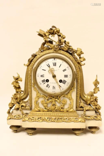 18th.C Doral Bronze and Marble Clock