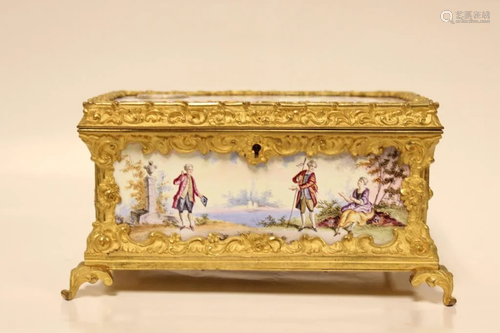 Fine Viennese Enamel Box w Insert Clock