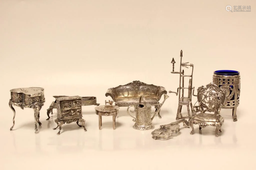 10 Pics 19th.C European Miniature Silver Pics