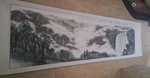 Chinese Ink Color Landscape Scroll